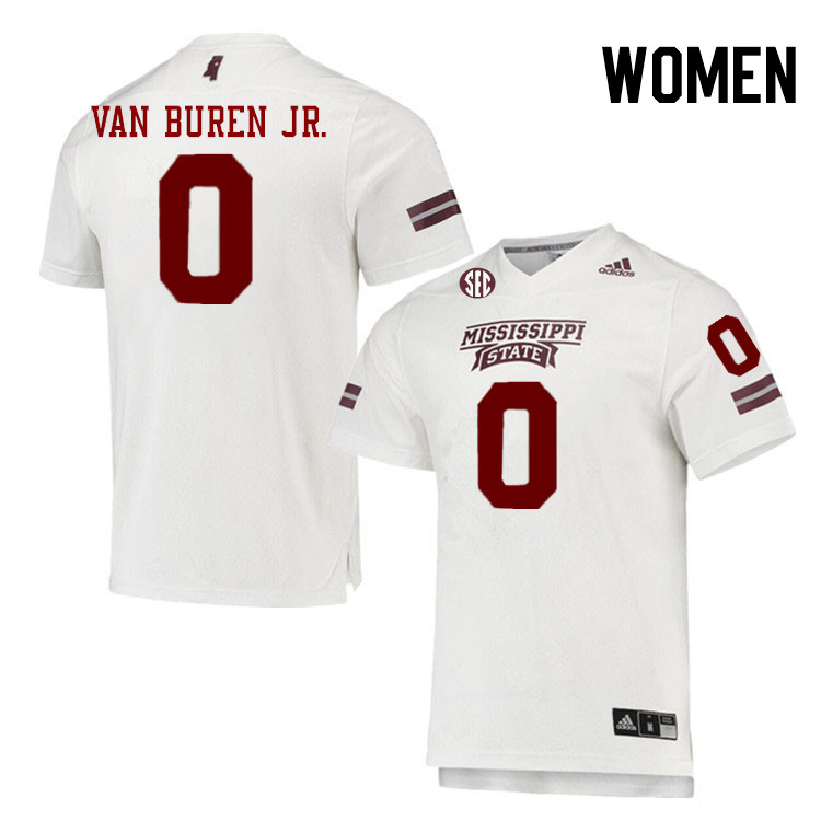 Women #0 Michael Van Buren Jr. Mississippi State Bulldogs College Football Jerseys Stitched-White